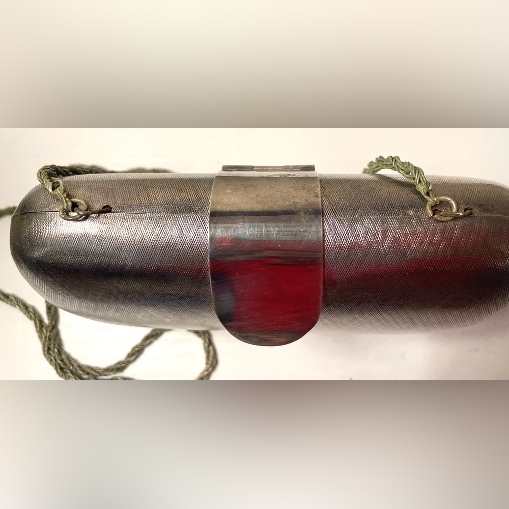 Original Walborg Brushed Silver Clamshell Purse, … - image 4